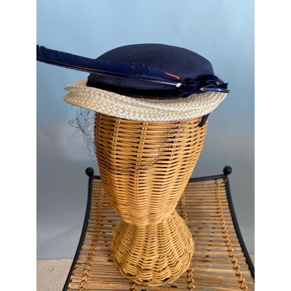 1950’s Vintage Ere Nouvelle Feather Hat. Red white And Blue